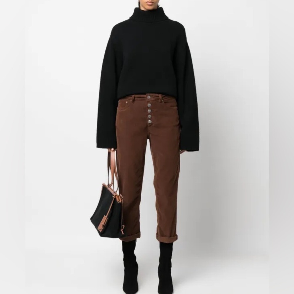 Dondup Cropped Brown Corduroy Button-Fly Pants Size 30